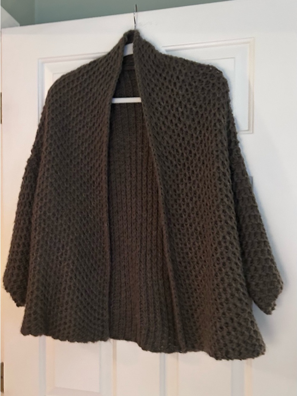 NWOT Elsamanda Open-Front Chunky Knit Cardigan - Olive Green Made in Italy Sz L